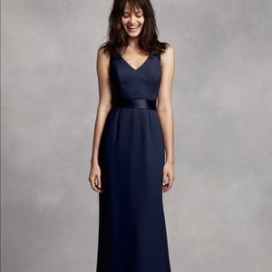 Vera Wang V Neck Crepe Gown bridesmaid dress